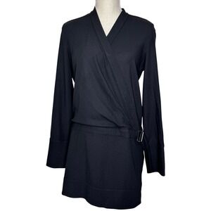 Helmut Lang Faux Wrap Tunic Top Medium Black